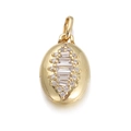 Oval 18K gold plated locket pendant with baguette and round rhinestone diamond pattern - Baguette Zircon Oval Pendant