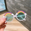 Occhiali da sole tondi bimbi con decoro arcobaleno e lenti colorate verde chiaro - Grigio Gelatina
