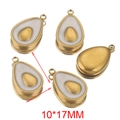 Fünfteilige weiße Emaille Avocado-Anhänger mit 18k Goldbeschichtung für DIY-Schmuck - Weiß