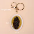 Portachiavi realistico cetriolo di mare con anello dorato e pendente in resina da 25,5 g - Piatto Ovale - Cetriolo Di Mare / Chiusura Dorata a Forma di 8