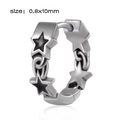 Boucles d'oreilles étoile argentées avec motif noir et marquage de taille 0,8x10mm - Style 8 (Étoile noire pleine)