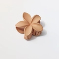 Detailed top view of a matte pink plumeria flower claw clip with textured finish - Matte Yellow