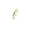 Adjustable gold plated ring with green enamel, red heart and white zircon stones - Adjustable Open / Green
