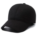 Gorra de béisbol de invierno negra para hombre con orejeras y detalle de SPORT - Ajustable / Negro