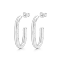 French vintage silver U-shaped hoop earrings with irregular textured metallic finish - Style C Hammered U-Shape (KE108812-KFC)
