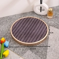 Round gold metal jewelry tray with gray velvet ring slots for elegant storage - Round Strip Ring Tray-Grey