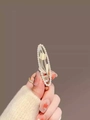 Elegant gold metal hair claw clip featuring white pearls and cat eye stone flowers - Pearl Tulip Side Clip
