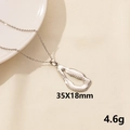 Silver stainless steel necklace with a 35x18mm hollow teardrop pendant and bead texture - Irregular Beaded Hollow / Silver