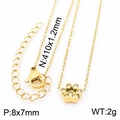 Minimalist golden stainless steel paw print necklace with a sparkling gemstone pendant - Gold Necklace (KN233773-K)