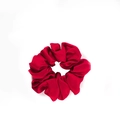 Luxurious red 19mm mulberry silk scrunchie with a glossy satin texture and elegant folds - 4.5cm/19 Momme / Burgundy
