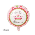 Pink foil 18-inch baby balloon with green dots and A New Little Princess text - 18 Inch Little Princess Pink