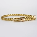 Fashionable golden woven belt for women with a minimalist metallic clasp closure - 110*0.8 / Gold
