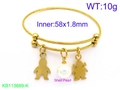 Adjustable golden twisted steel wire bracelet with shell pearl and boy girl charms - Gold Figure & Shell Pearl Style (KB113686-KFC)