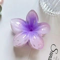 Large gradient purple frangipani flower hair claw clip with a glossy translucent finish - Light Purple [8cm Large]