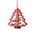 Wooden 3D Christmas tree pendant with painted Santa Claus and snowman hollow design - 3D Christmas Tree Style A [Red]