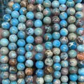Natural imperial stone beads in turquoise blue and brown for DIY jewelry making - Light Lake Blue Emperor Stone