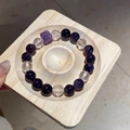 Amethyst beaded wrap bracelet with deep purple round stones and square main bead - 42# Square Purple Crystal Bracelet (Exquisite Gift Box)