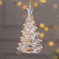 Transparent acrylic Christmas tree ornament with gold glitter finish and hanging string - Crystal Gold Christmas Tree