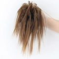 Brown messy bun hairpiece claw clip for a lazy voluminous messy ponytail look - Medium Brown