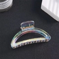 Iridescent translucent hair claw clip for thick hair in a large minimalist design - PS-1950 / Iridescent Semicircle