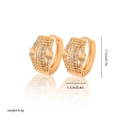 Fashionable rose gold heart hoop earrings with zircon inlay and product dimensions shown - EH077 Heart Decor Rose Gold
