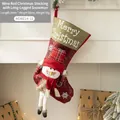 Wine red Christmas stocking with long-legged 3D snowman and snowflake embroidery - Wine Red Long-legged Snowman (AGWZ14-11)
