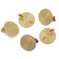 Pendientes redondos de acero inoxidable dorado texturizado con lazo para joyería DIY - 20mm / Oro al Vacío de 18K