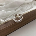 Minimalist S925 sterling silver open ring featuring an abstract smiley face design - J3520 Minimalist Smiley Open