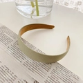French style grey-green wide headband with soft suede texture on newspaper background - Green Headband
