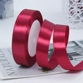2cm wine red satin ribbon roll for gift wrapping and wedding cake decoration - Light Wine Red