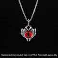 Collana con ciondolo occhio del diavolo gotico e catena in acciaio inox da 2,5 mm - Malocchio Rosso