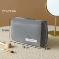 Mist gray hanging makeup bag with dual zippers and mesh pockets, 19x12x8cm size - Haze Grey (Portable)