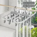 Set of 2 grey square drying racks with 12 clips each for baby clothes and socks - Standard Foldable Square 12-Clip Socks Rack (2 Pieces) - Nordic Grey