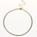 Goldene Tennis-Halskette mit hellblauen Zirkonsteinen und verstellbarem Karabinerverschluss - Gold-Hellblauer Zirkon