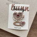 Cute bunny heart-shaped knitted hair clips and scrunchie set in warm beige and brown - Light Coffee Heart Snap Clip
