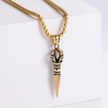 Vintage 18K vergoldete Vajra-Säule Anhänger-Halskette mit Box-Kette für Herren - Mit Kette / Gold