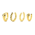 Detailed view of four-piece gold earrings set featuring S925 stamp and snake designs - Gold Snake Shape Black Eye Earring Set (#5)