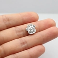 Silver metal paw print charm with clear rhinestones for 8mm DIY wristbands - Footprint