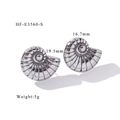 Detailed size view of silver nautilus earrings showing dimensions 19.5mm x 16.7mm - Silver Conch Stud Earrings
