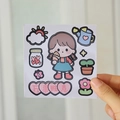 Hand holding cute cartoon girl and plant PET stickers for water bottle decoration - Thickened Waterproof - All the Best