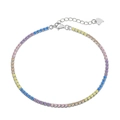 Rainbow 2mm tennis bracelet in S925 sterling silver with multicolor zircon stones - 2mm / Rainbow / 16cm