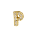 Classic 18k gold letter P pendant with sparkling pavé cubic zirconia inlay - Letter P