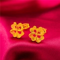 Elegant gold-plated brass four-leaf clover stud earrings with a brushed matte texture - Style 13 Textured Clover Stud Earrings (1 Pair With Backs)