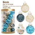 Set of 25 blue and gold 6cm painted PET Christmas tree ornaments in a PVC container - Blue Gold
