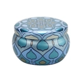 Blue and grey mandala pattern round metal tin container with 4.4oz capacity for candles - D236-Deep Blue Geometric