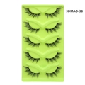 Detailed top view of five pairs of 3D faux mink lashes on a green tray, model 3DMAO-38 - 3D Dense Lashes Set (3DMAO-38)