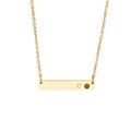 Gold bar necklace featuring a heart engraving and a yellow birthstone pendant - Gold Style with Yellow Stone (KN202644-KFC)