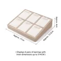 Champagne gold earring display tray with six soft white slots for jewelry storage - 6-Slot Earring Tray (White/Champagne)