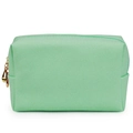 Beauty case verde menta con trama Saffiano e cerniera dorata a forma di goccia d'acqua - Piccolo / verde chiaro