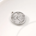 Silver celestial pendant with cross and sunburst motif in titanium steel - Steel Cross (KLJ8473-Z)